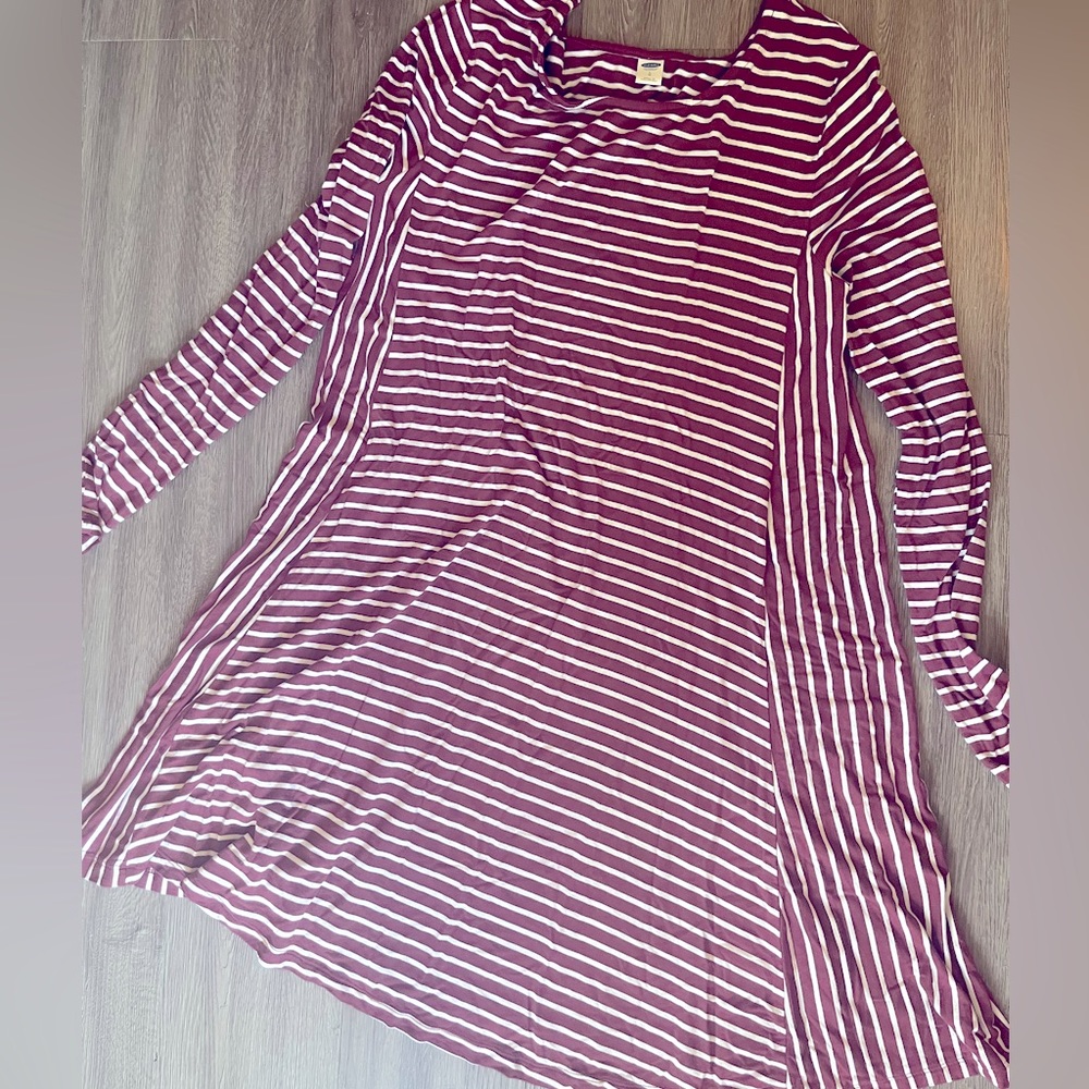 Maroon and White Striped Dress
